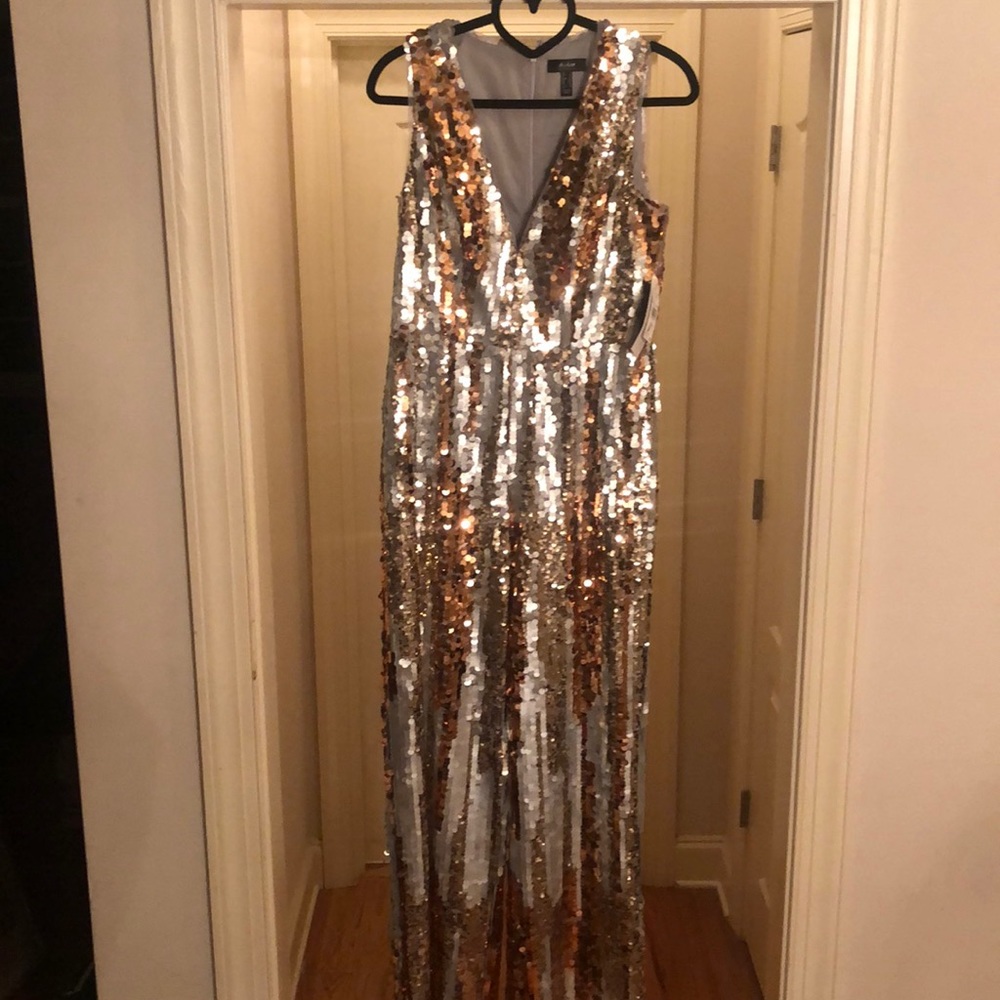 Plunging Sequin Jumpsuit